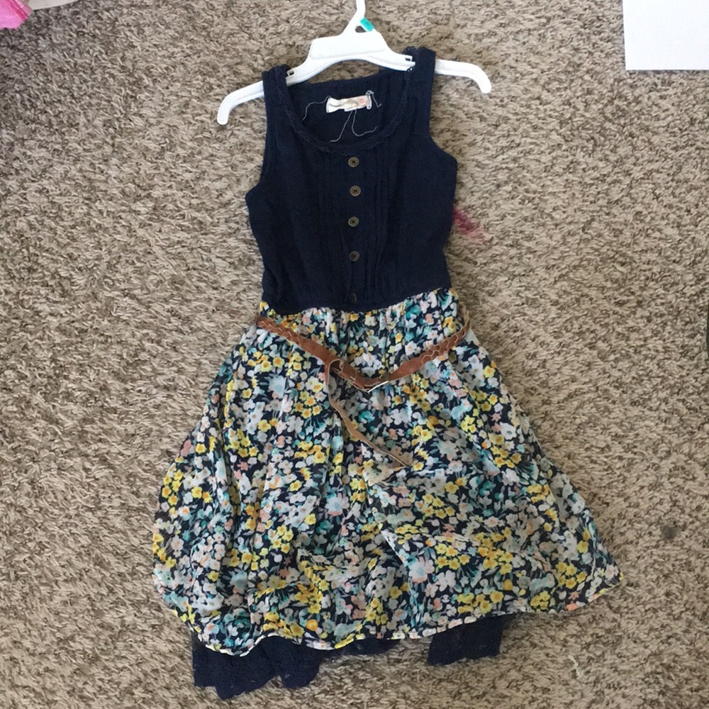 Button up dress with brown belt